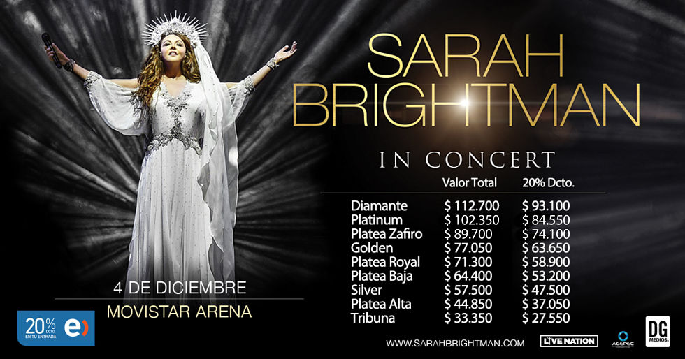 precios entradas sarah brightman chile 2018